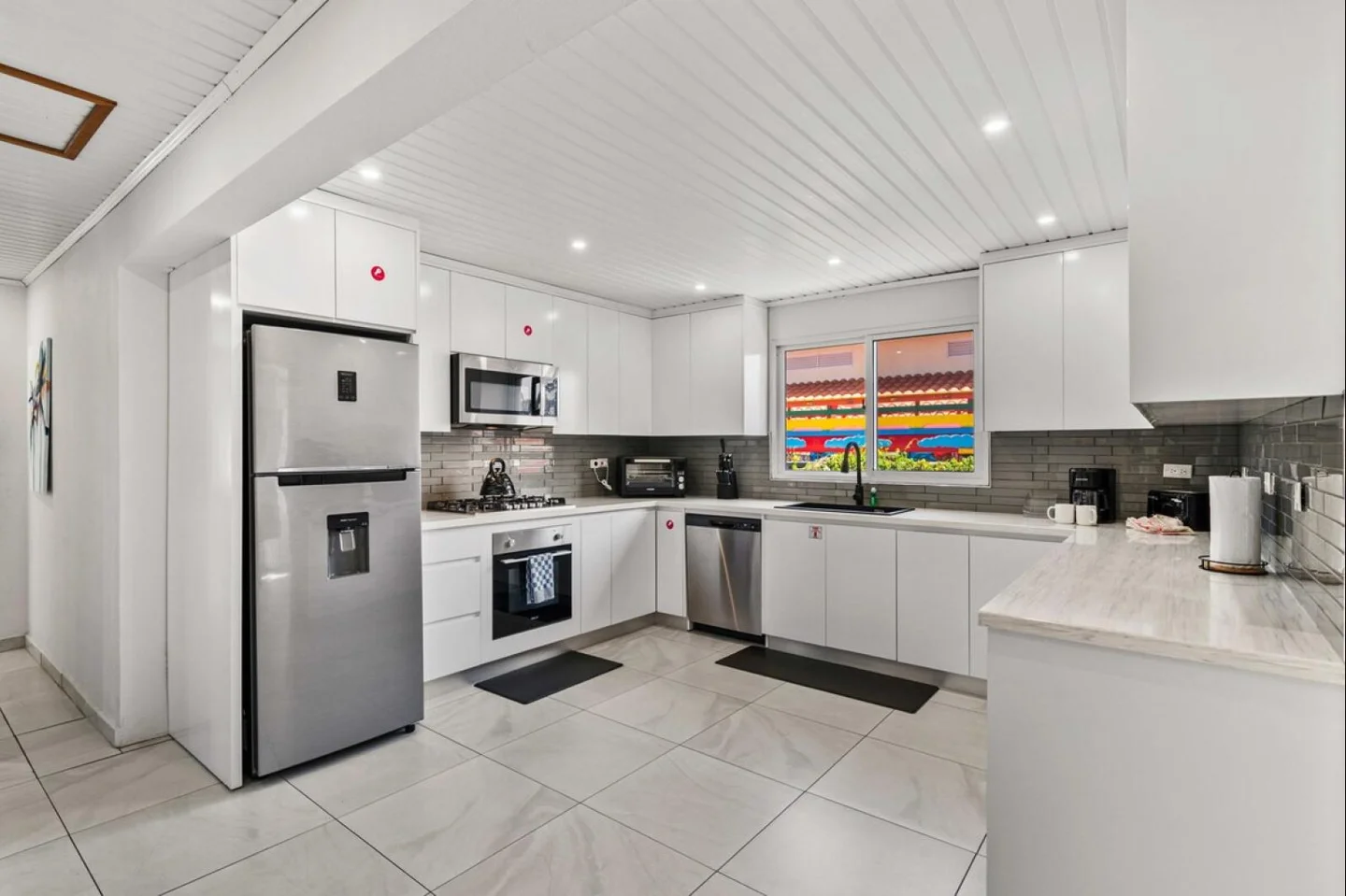 Kitchen with stainless steel appliances